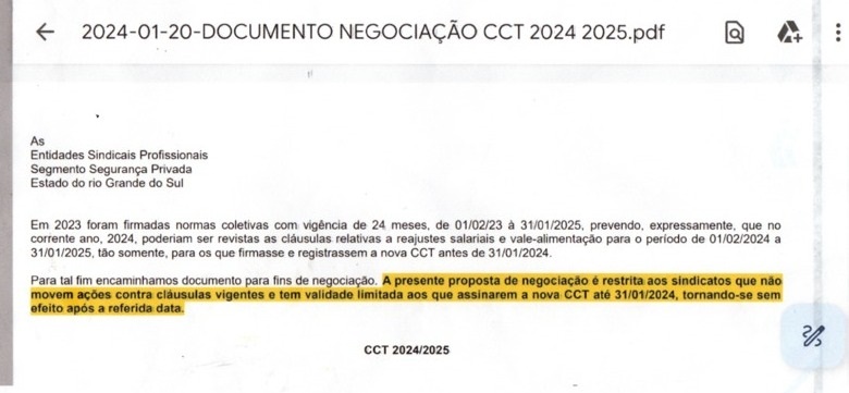 RESUMO DA SITUAÇÃO CCT SINDESP 2024/2025