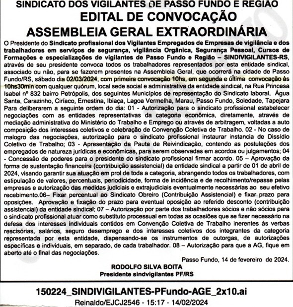 ASSEMBLÉIA GERAL EXTRAORDINÁRIA